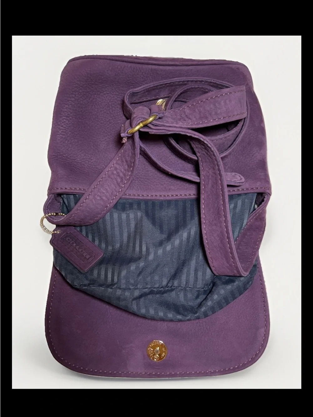 Coach Sonoma Small Flap Bag, Grape Nubuck Leather 1996 (#4946) *Made In The USA*